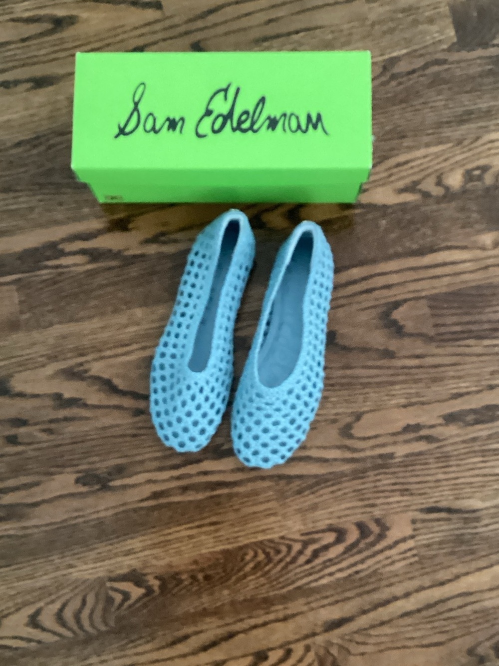 Sam Edelman Powder Blue Perforated Slip-On Flats